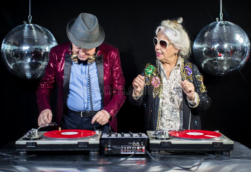 Nonna e nonno DJ immagine stock libera da diritti