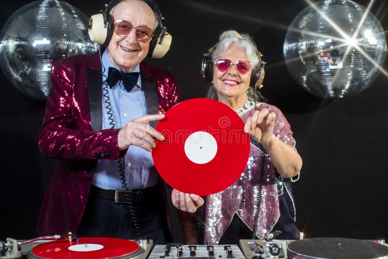 Nonna e nonno DJ fotografia stock