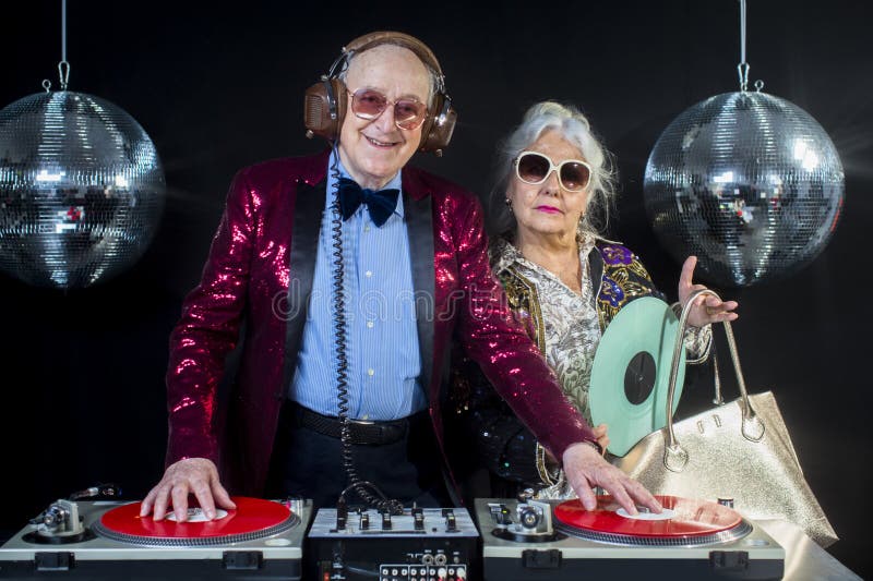 Nonna e nonno DJ fotografie stock