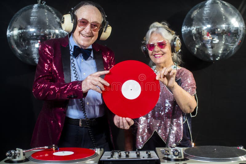 Nonna e nonno DJ immagine stock libera da diritti