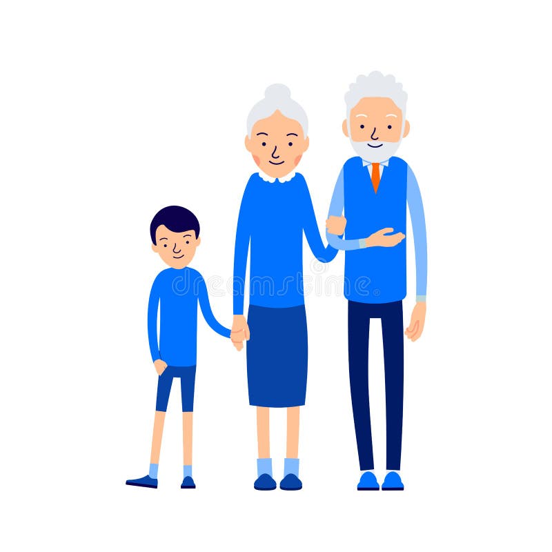Nonni e nipoti Nonna, nonno e nipote G illustrazione vettoriale