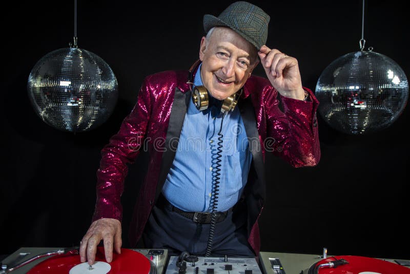Nonno DJ fotografie stock