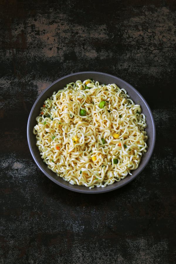 Noodle Bowl. Chinese noodles. owl with thin noodles with vegetables