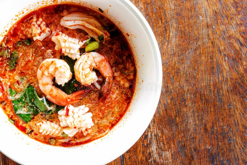 Noodle Seafood with Jumbo Prawn. Stock Image Image of asian, jumbo