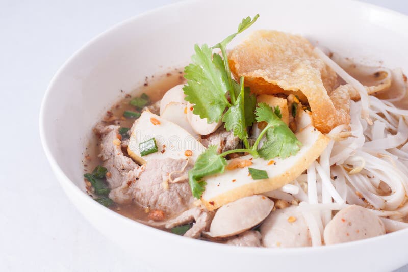 Noodle Soup With Fish Ball And Pork. Stock Photo - Image 