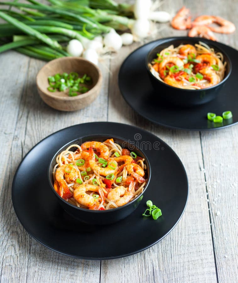 Noodles with Bean Sprouts and Shrimp Stock Photo Image of meal, colorful 79376110