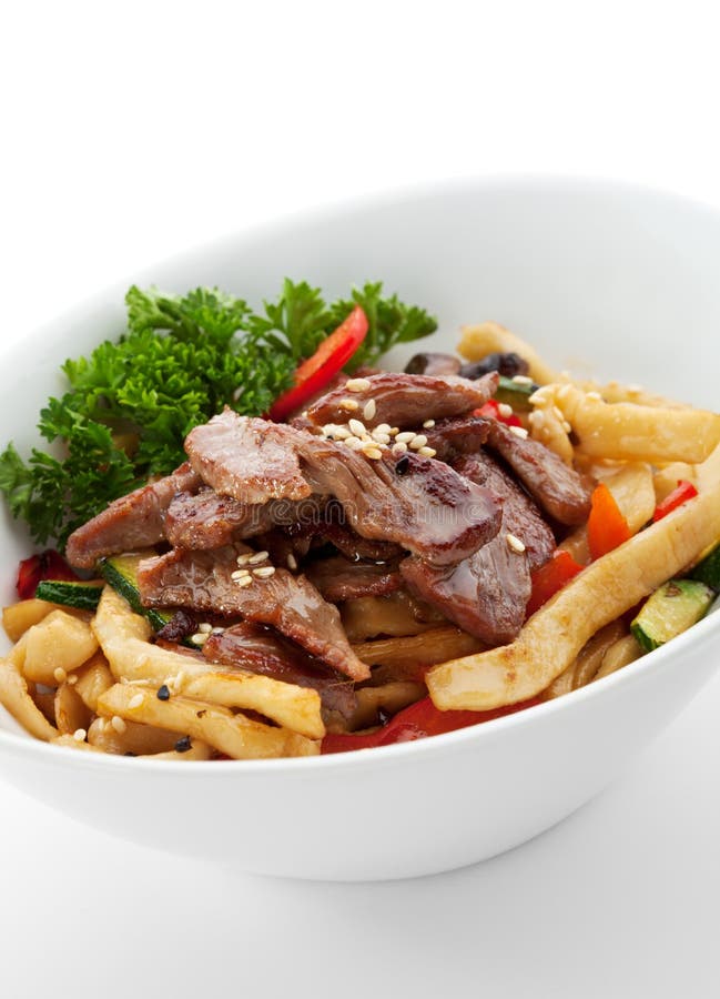 Chinese Beef Chow Fun Fried Noodles Stock Image Image of crab