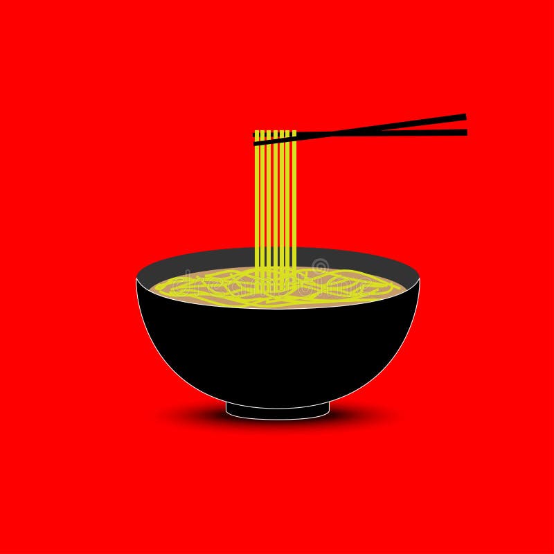 Noodles in the bowl vector stock vector. Illustration of color 77998259
