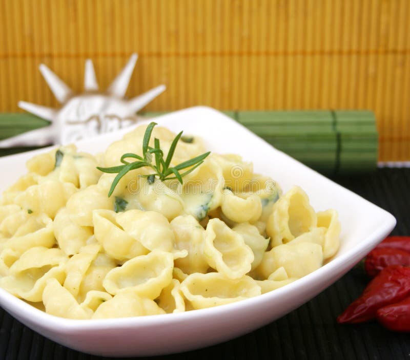 Noodles with cheese sauce stock image. Image of cheesesauce 32138839