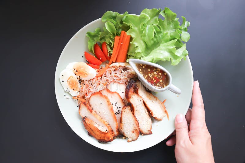 Noodles, Chinese Egg Noodles or Chinese Noodles with Pork and Egg Stock