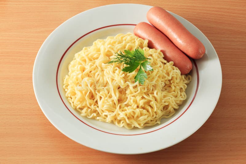 Noodles with sausage stock photo. Image of chinese, spaghetti 125695486