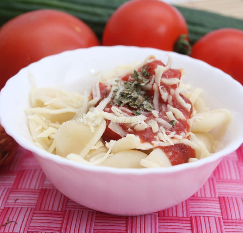 Noodles with tomatosauce stock image. Image of noodles 37469565
