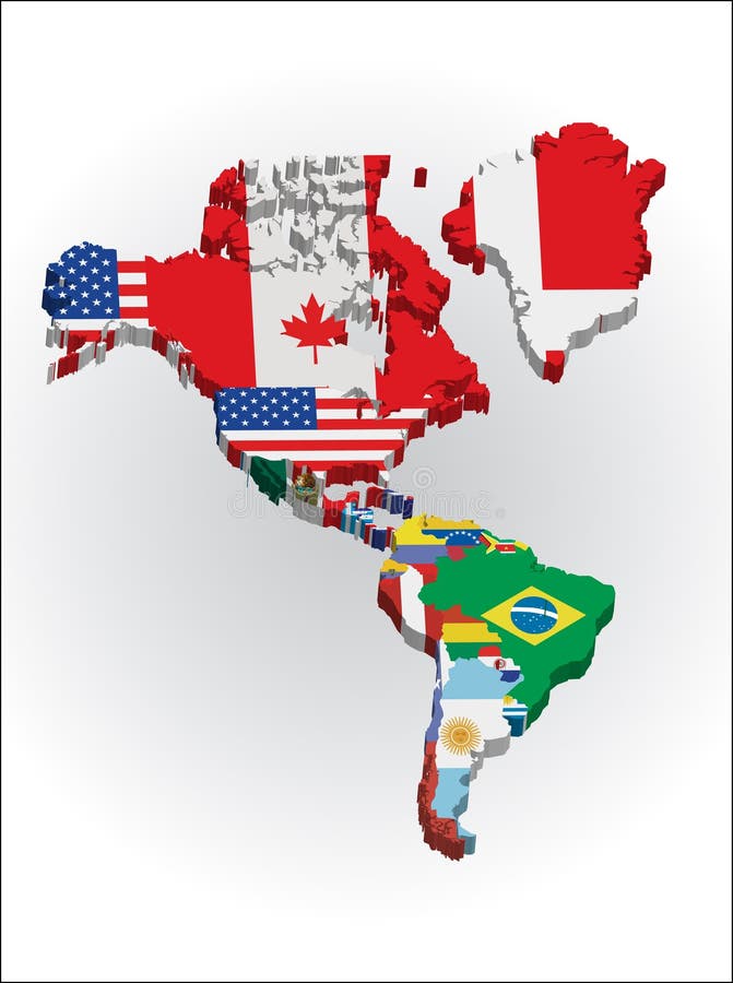 Norden 3d und Sout Amerikanerkontinent vektor abbildung Norden 3d und Sout Amerikanerkontinent vektor abbildung