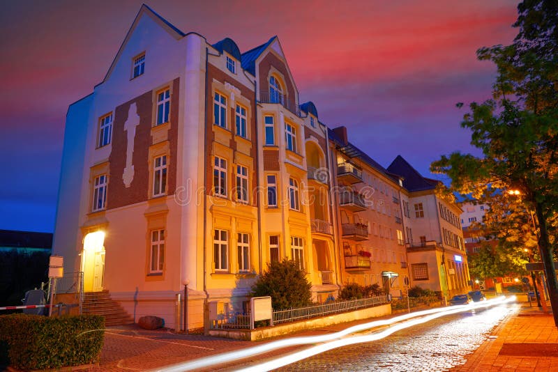 Nordhausen City at Night in Thuringia Germany Stock Photo Image of