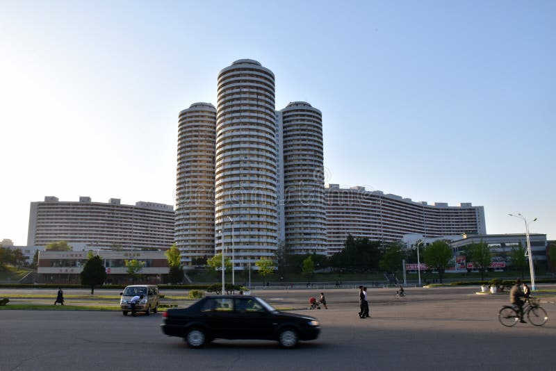 Nordkorea-Stadt Pjöngjang-Straßenbild stockfotografie Nordkorea-Stadt Pjöngjang-Straßenbild stockfotografie
