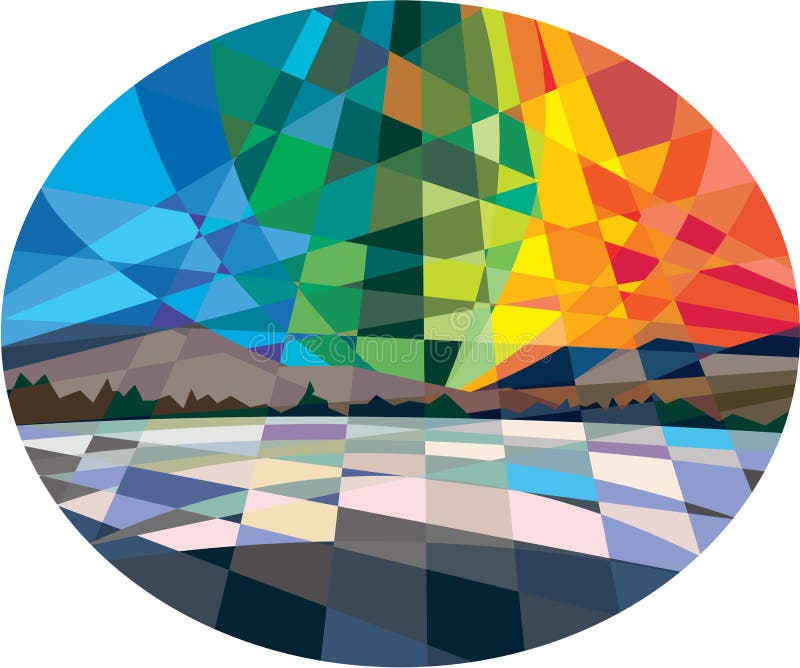 Nordliga ljus Aurora Borealis Low Polygon vektor illustrationer Nordliga ljus Aurora Borealis Low Polygon vektor illustrationer