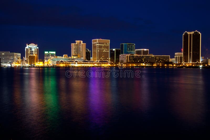 Downtown Norfolk Va Skyline Editorial Photography Image Of Skyline Lights