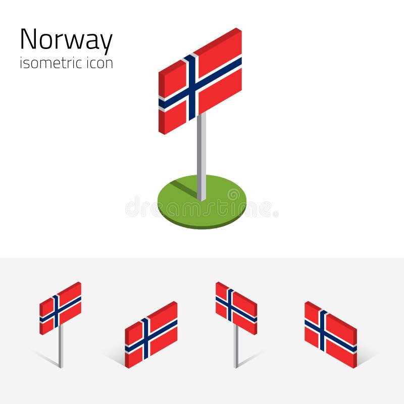 Norge flagga, vektoruppsättning av isometriska symboler 3D stock illustrationer Norge flagga, vektoruppsättning av isometriska symboler 3D stock illustrationer