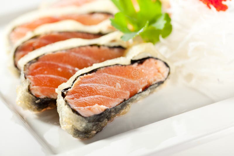 Nori Wrapped Salmon stockbild. Bild von köstlich, gebraten 78270257