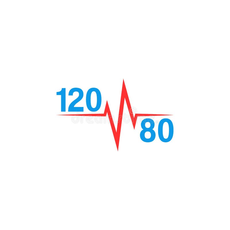 Normal blood pressure 120 to 80 logo and pulse line, hypotension or hypertension medical icon royalty free illustration Normal blood pressure 120 to 80 logo and pulse line, hypotension or hypertension medical icon royalty free illustration
