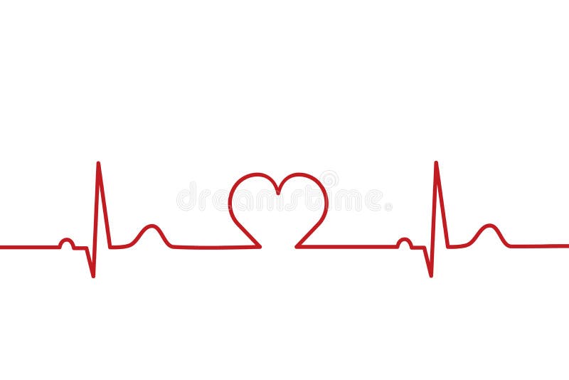 Heart with Pulse Outline on White Background. Heartbeat EKG or ECG Line ...