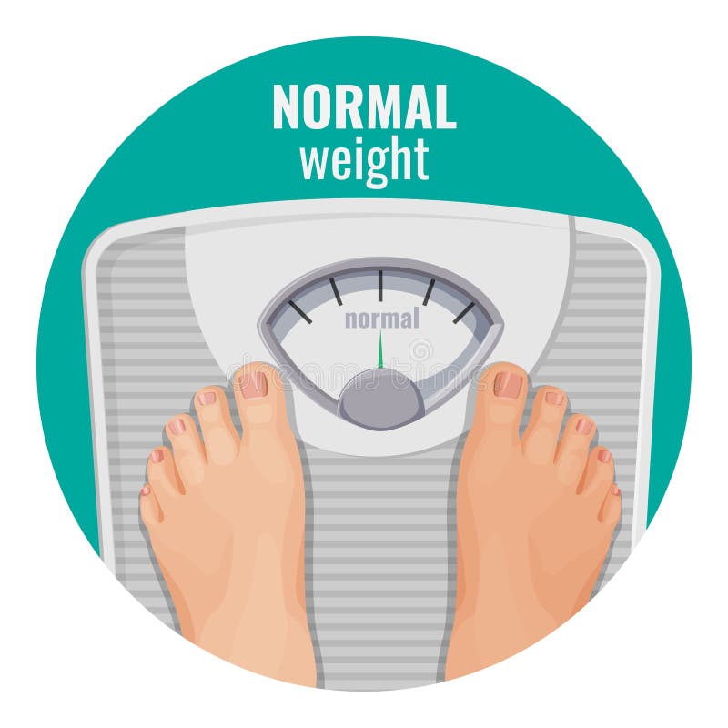 Normal Weight Human Feet on Scales Isolated on White Stock Vector -  Illustration of concept, female: 117874397