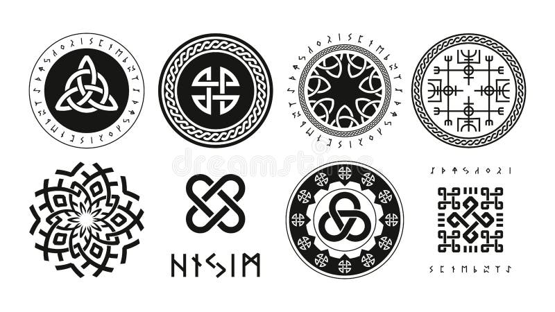 Norse Runic Logo. Scandinavian Pagan Esoteric Religion Symbols, Viking ...