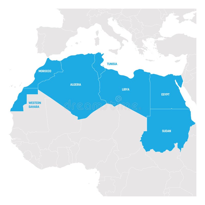 North Africa Region Map Of Countries In Northern Africa Stock Vector