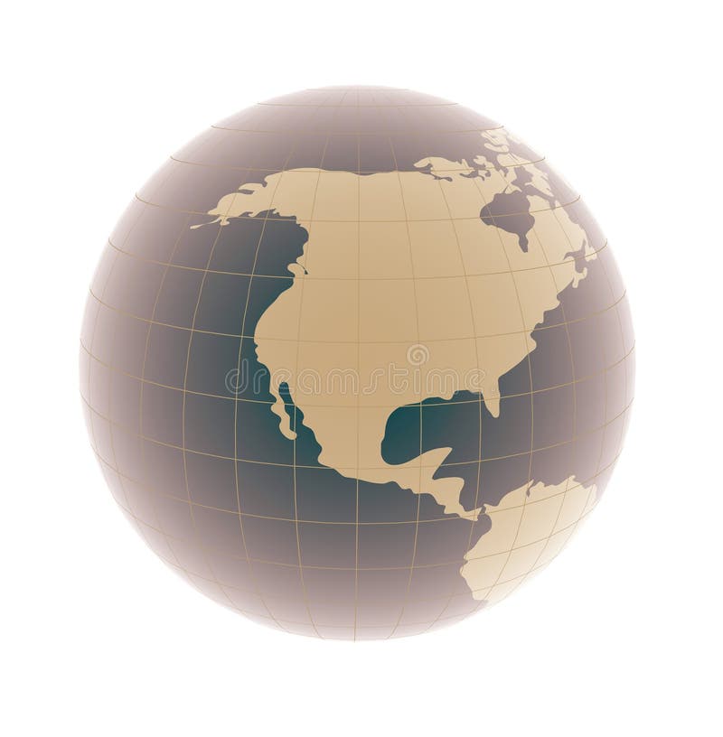 North america on 3d globe