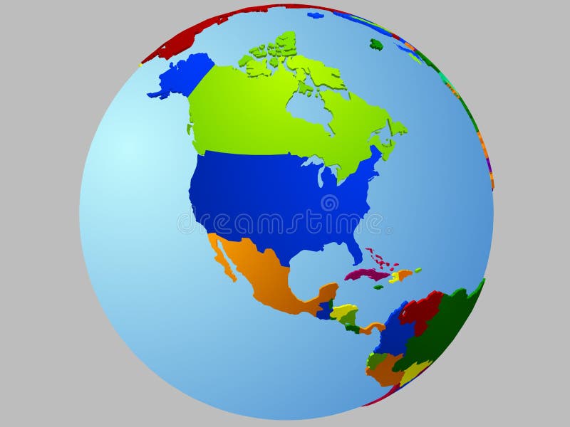 North America globe map