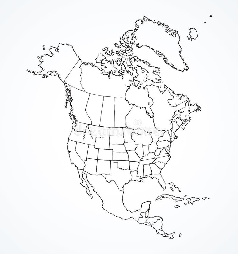Map of North America stock illustration. Illustration of business