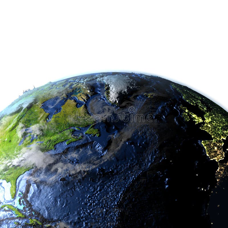 North Atlantic on Earth - Visible Ocean Floor Stock Illustration - Illustration of globe
