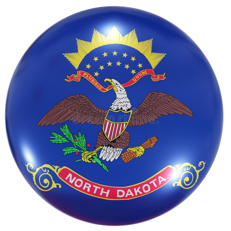 North Dakota State flag button stock illustration
