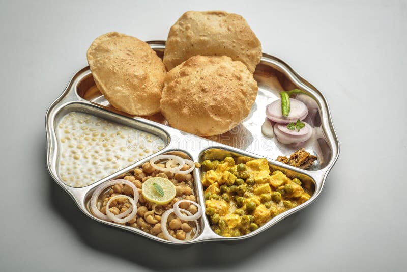 North indian food served in a plate or thali