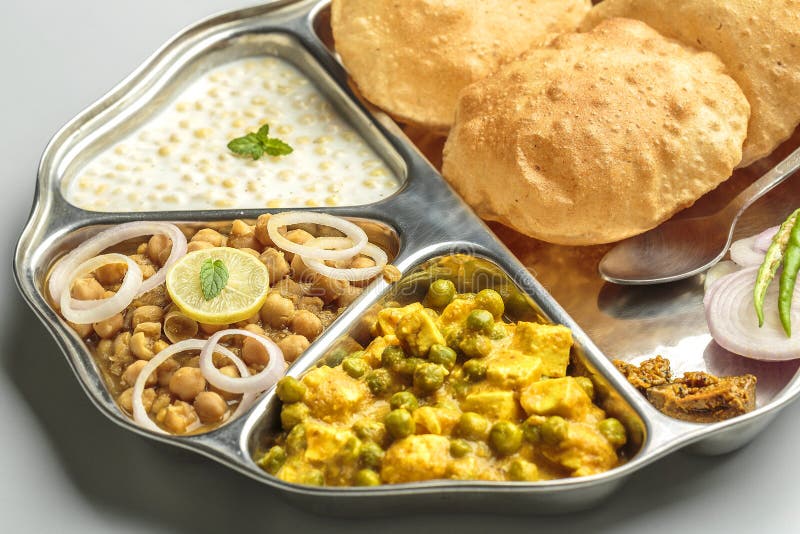 North indian food served in a plate or thali