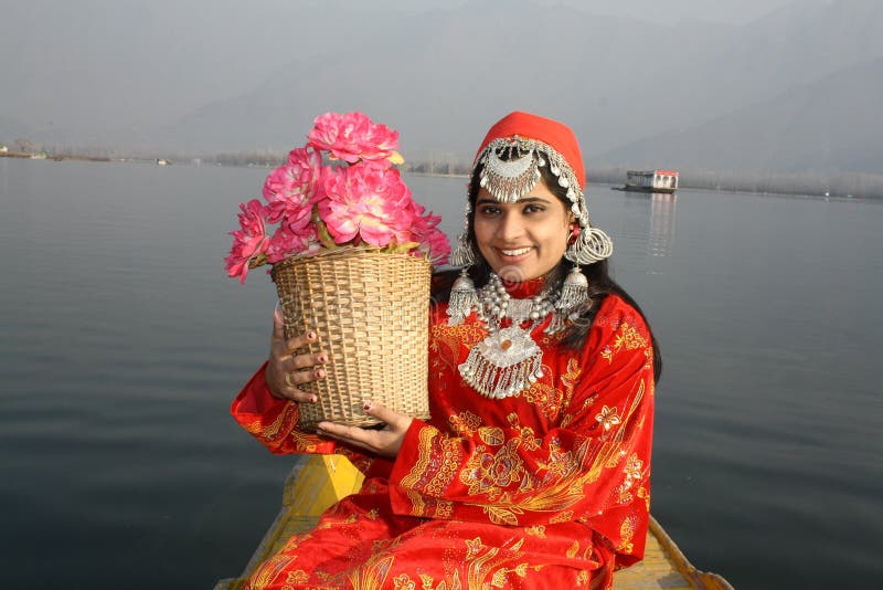 North Indian Girl Holding a Flower Basket