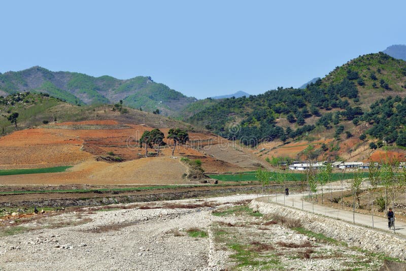 North Korea Countryside Landscape Editorial Stock Image North Korea Countryside Landscape Editorial Stock Image