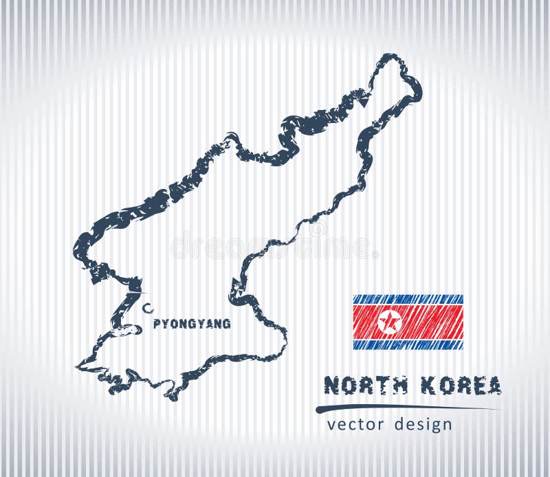 North Korea National Vector Drawing Map on White Background Stock ...