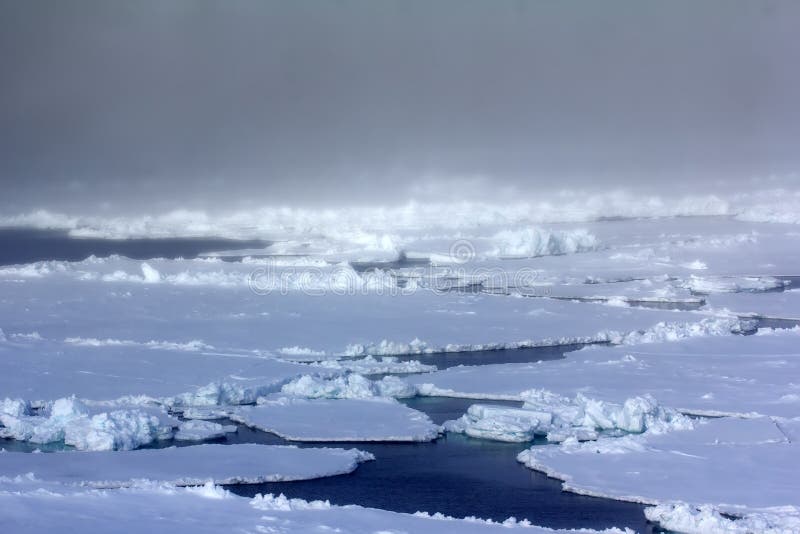 North Pole 2016. the Ice and Openings on 8488 Parallel Stock Photo