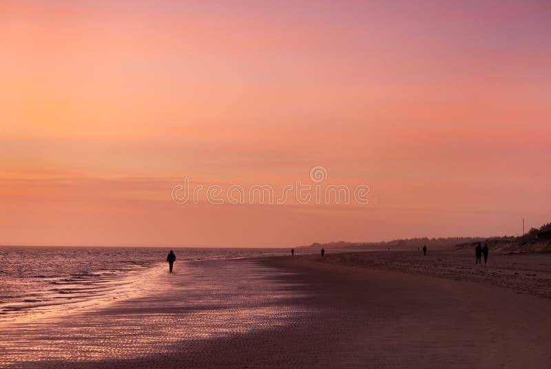 North Sea beach at dusk stock images North Sea beach at dusk stock images