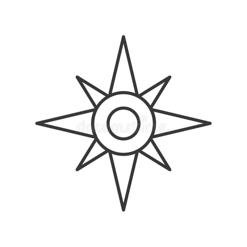 North Star or Compass Outline Vector Icon Stock Vector Illustration