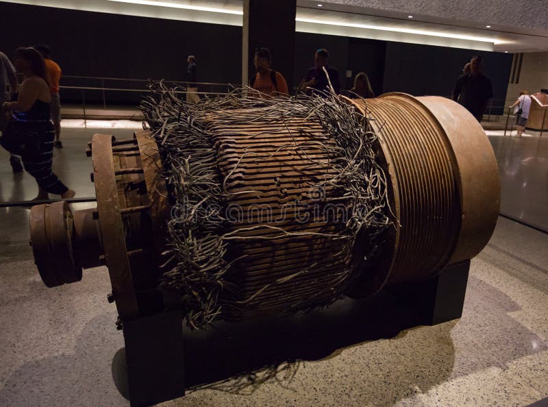 North Tower elevator winch, National September 11 Memorial and M stock photos North Tower elevator winch, National September 11 Memorial and M stock photos