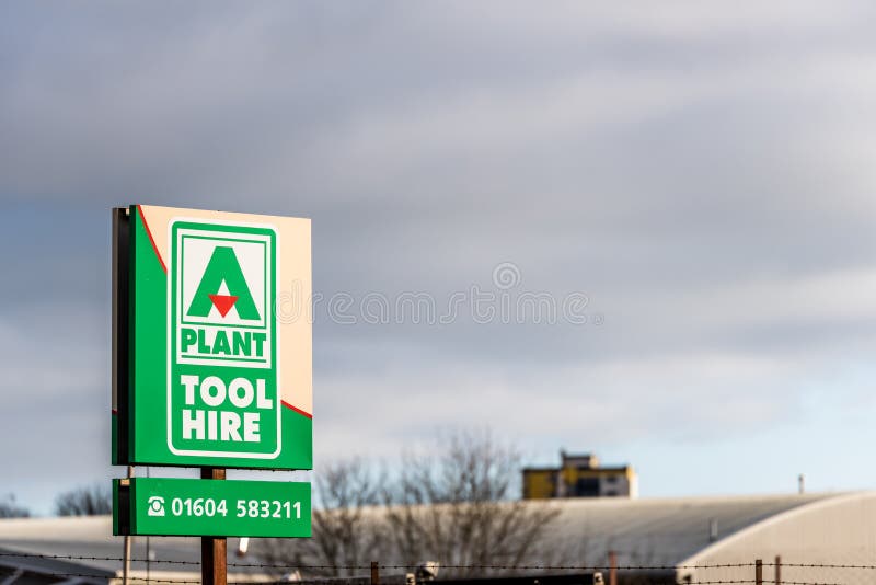 Northampton UK January 05 2018 aPlant Tool Hire Logo Sign Post
