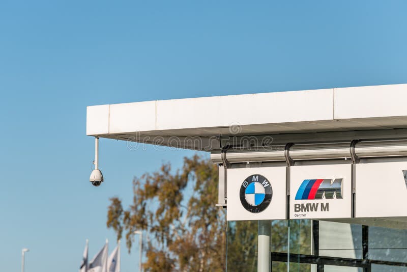Northampton, UK Oct 25, 2017 Day View of BMW Logo in Town Centre
