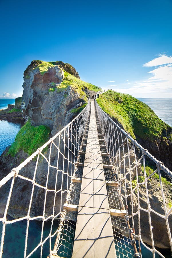 In Northern Ireland rope bridge, island, rocks, sea