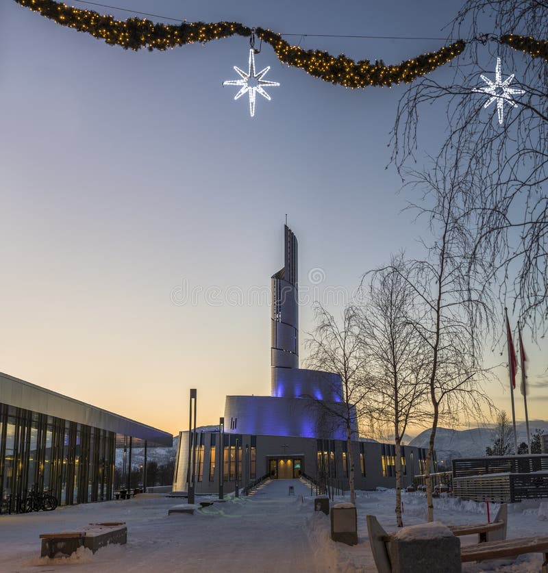 Northern Light Cathedral Christmas Time Stock Image Image of vinter