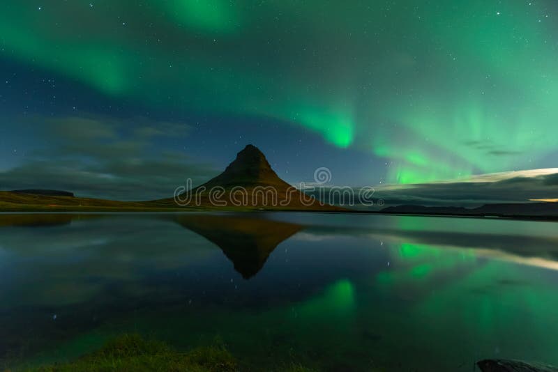 Nightscape Aurora Borealis Northern Light Under The Cloudy Starry Dark