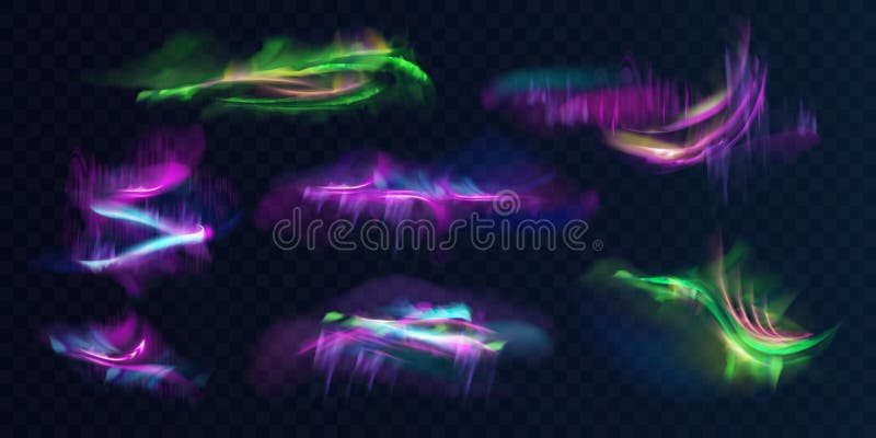 Northern lights realistic vector collection stock illustration Northern lights realistic vector collection stock illustration