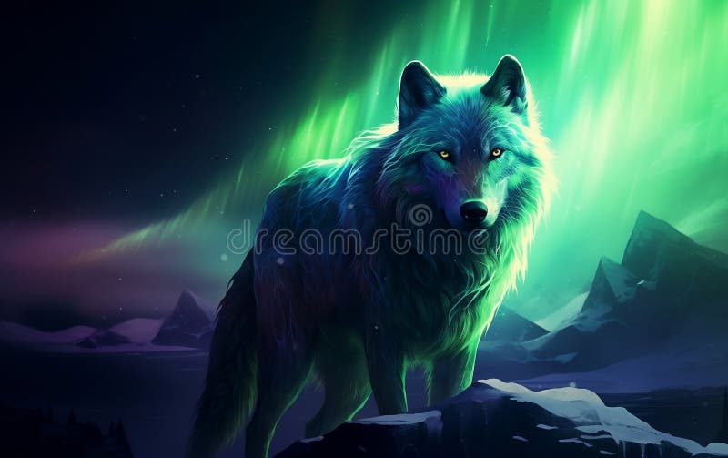 Northern Lights Wolf Wallpaper