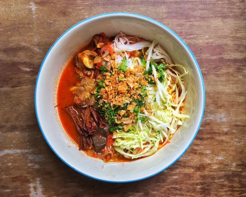 Northern Thai Dish Made from Fermented Rice Noodles Served with Pork or ...